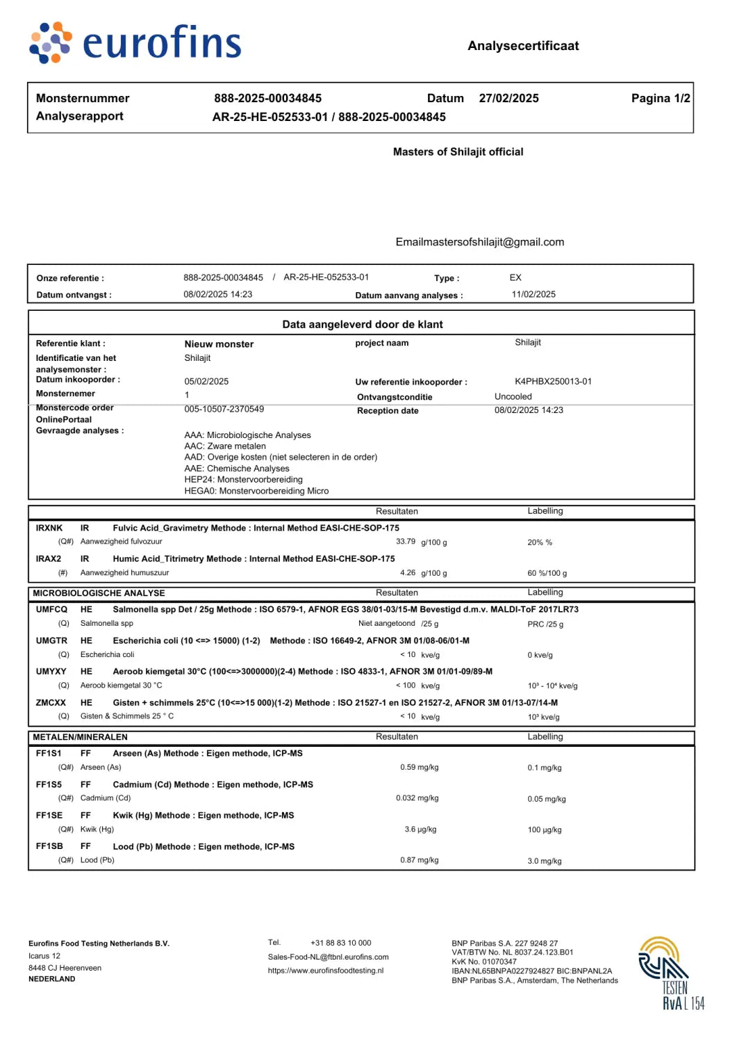 Lab Test Results Pagina 1
